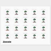 Sticker Rond Cerf Daim devant un Arbre Emblème de Blason Hérald (Feuille)