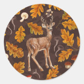 Sticker Rond Cerf dans la forêt automnale 2 (Devant)