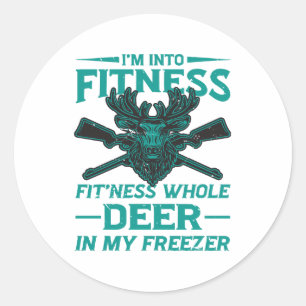 Sticker Rond Cerf Dans Mon Congélateur - amateur de chasse