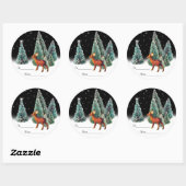 Sticker Rond Cerf dans Starry Woods Tags cadeaux (Feuille)