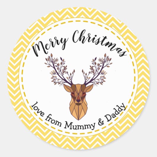 Sticker Rond cerf de chevron de noël emballage cadeau enfant (Devant)