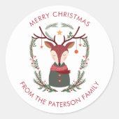 Sticker Rond Cerf de Fête (Devant)