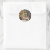 Sticker Rond Cerf devant l'arbre d'automne jaune (Sac)