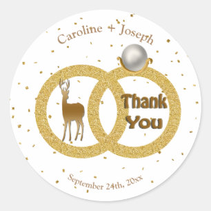 Sticker Rond Cerf d'or avec anneau de Parties scintillant de pe