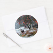 Sticker Rond Cerf en hiver (Enveloppe)