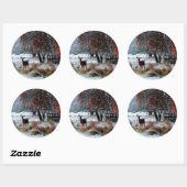 Sticker Rond Cerf en hiver (Feuille)