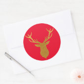 Sticker Rond Cerf en papier d'or Vacances Rouge (Enveloppe)