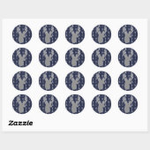 Sticker Rond Cerf gris et flèches blanches rustiques modernes (Feuille)
