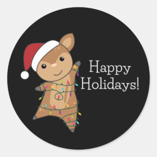 Sticker Rond Cerf Noël Cerf Animaux d'hiver