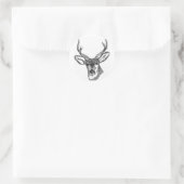 Sticker Rond Cerf noir et blanc (Sac)