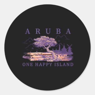 Sticker Rond Cerf-volant à Aruba Divi Tree Windmill Voyage Rétr