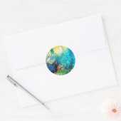 STICKER ROND CERFS DANS UN BOIS VERT (Enveloppe)