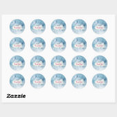 Sticker Rond Cerfs d'hiver et pins Merci (Feuille)