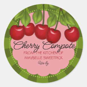 Sticker Rond cerise cerise fruits conserve personnalisée