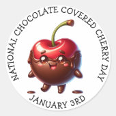 Sticker Rond Cerise couverte au chocolat national 3 janvier (Devant)