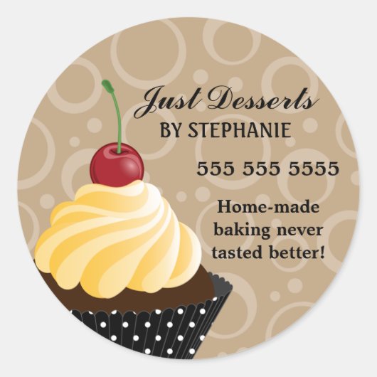 Sticker Rond Cerise Cupcake Boulangerie Couvercles (Devant)