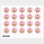 Sticker Rond Cerise De Cupcake Glacé Sur Le Haut (Feuille)