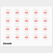 Sticker Rond Cerise et ruban rose Baby shower fille d'aquarelle (Feuille)