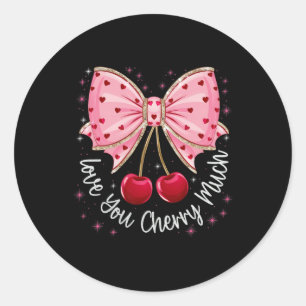 Sticker Rond Cerise Et Vaches Mignonne Cherry Love You Cherry B