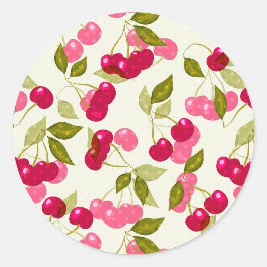 Sticker Rond Cerise rouge mûre. (Devant)