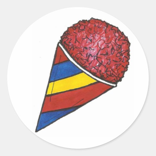 Sticker Rond Cerise Sno Cone Rouge Snocone Été Rasé Glace (Devant)