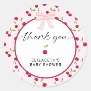 Sticker Rond Cerise sur Bébé Fête Coquette Merci