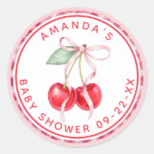 Sticker Rond Cerise sur le Baby shower Coquette (Devant)