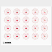 Sticker Rond Cerise sur le Baby shower de la corbeille rose (Feuille)