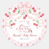 Sticker Rond Cerise sur le Baby shower supérieur (Devant)