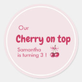 Sticker Rond Cerise sur le dessus Cerise rose Anniversaire (Devant)