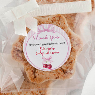 Sticker Rond Cerise sur le dessus Fête de bébé Coquette Rose