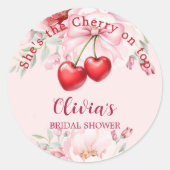 Sticker Rond Cerise sur le dessus ruban rose floral Shower de M (Devant)