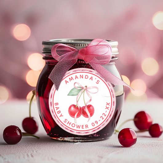Sticker Rond Cerise sur le gâteau Fête de Bébé Coquette