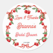 Sticker Rond Cerise sur ruban coquette douche de mariée (Devant)