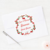 Sticker Rond Cerise sur ruban coquette douche de mariée (Enveloppe)