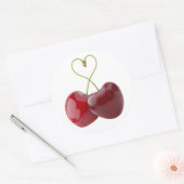 Sticker Rond Cerises douces au coeur (Enveloppe)