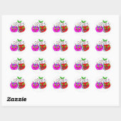 Sticker Rond Cerises en amour (Feuille)