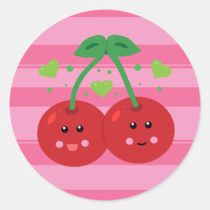 Sticker Rond Cerises mignonnes
