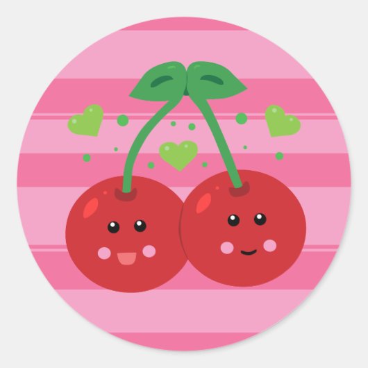 Sticker Rond Cerises mignonnes (Devant)