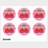 Sticker Rond Cerises mignonnes (Feuille)