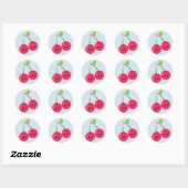 Sticker Rond Cerises mignonnes (Feuille)