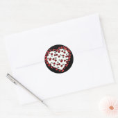 Sticker Rond Cerises RAB Empreinte de léopard Heart Rockabilly (Enveloppe)