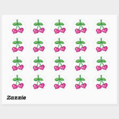 Sticker Rond Cerises roses (Feuille)