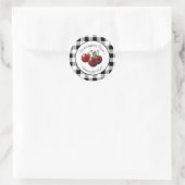 Sticker Rond Cerises Vintage gingham noir blanc (Sac)