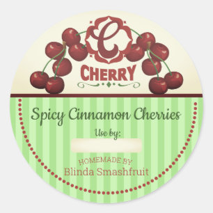 Sticker Rond Cerises vintages cerises fruits cerise conserve pe
