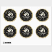 Sticker Rond Cerisier Fleur Main brute Bouteille Miel Gold Bord (Feuille)