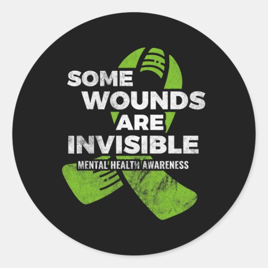 Sticker Rond Certaines blessures Invisible Santé mentale Sensib (Devant)