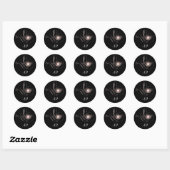 Sticker Rond Certificat cadeau de coeur rose Monogramme noir bl (Feuille)