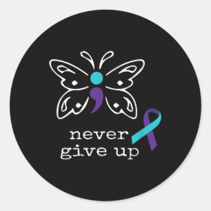 Sticker Rond Certifié de prévention du suicide chez le papillon