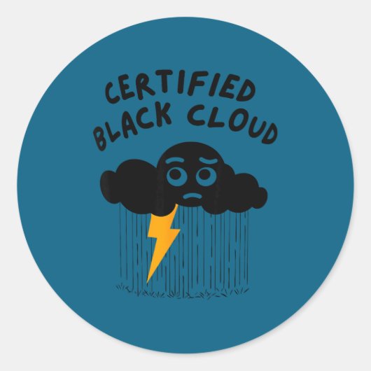 Sticker Rond Certified Black Cloud Funny Design (Devant)